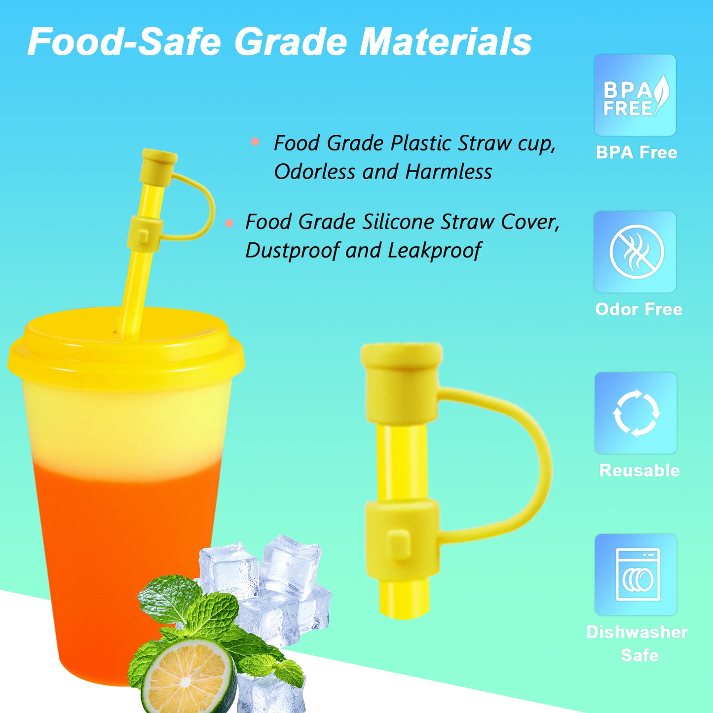 Patinao Color Changing Cups Tumblers with Lids & Straws for Kids - 7 Reusable Plastic Bulk Tumblers 12oz Cold Cup Tumbler Set for Kids