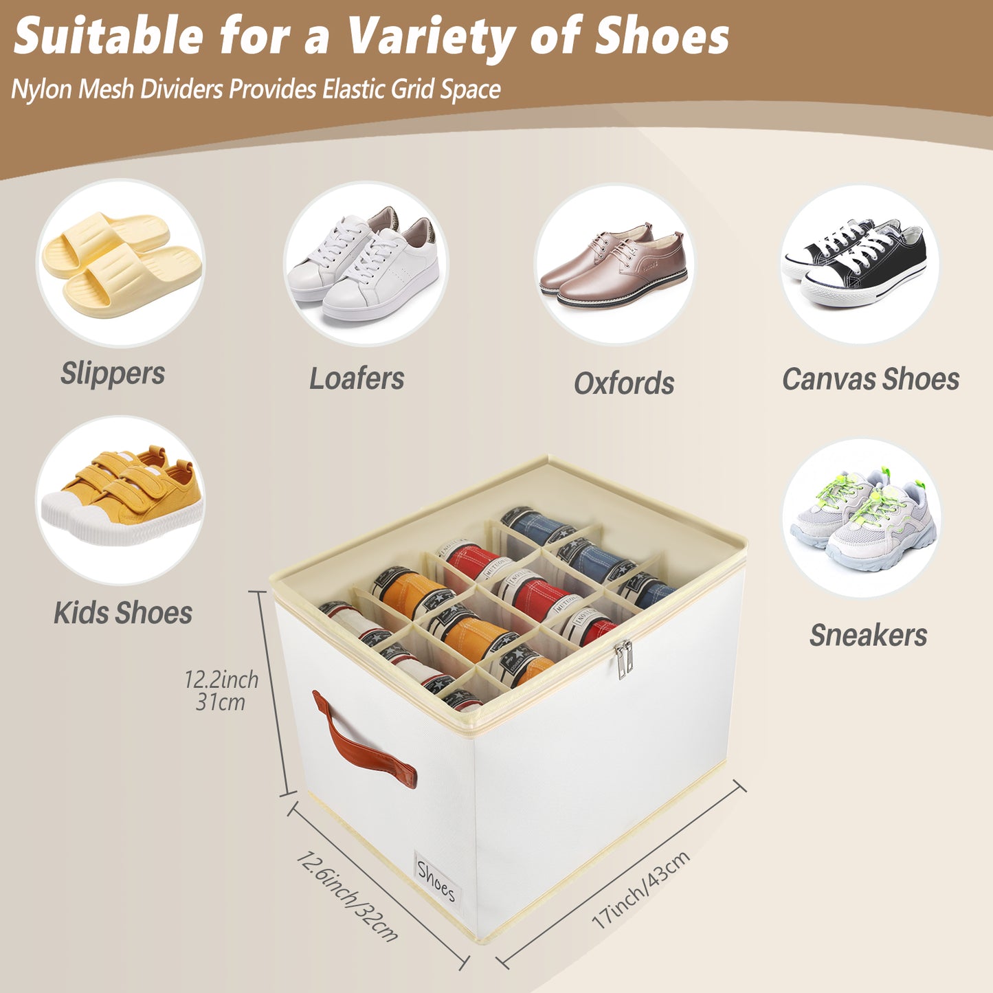 Patinao Shoe Boxes for Storage and Organizer - Space Saver Shoes Containers Bin with Clear Lids Stackable, Can Fit Ottoman, Foldable Shoe Rack Cabinet Cubby for Closet and Wardrobe