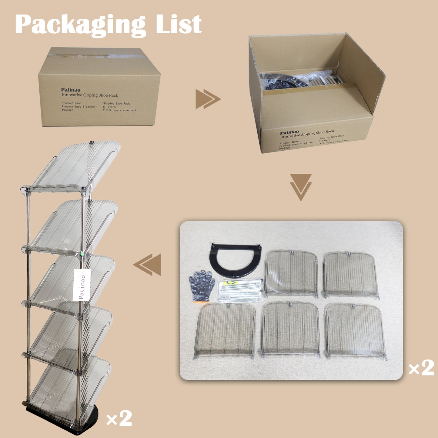 Sloping Narrow Shoe Rack 5 Tiers - Free Standing Vertical Shoes Racks for Small Spaces and Corner, Shoe Storage Organizer for Entryway, Tall Slim Shoe Shelf Cabinet for Shoes and Boots