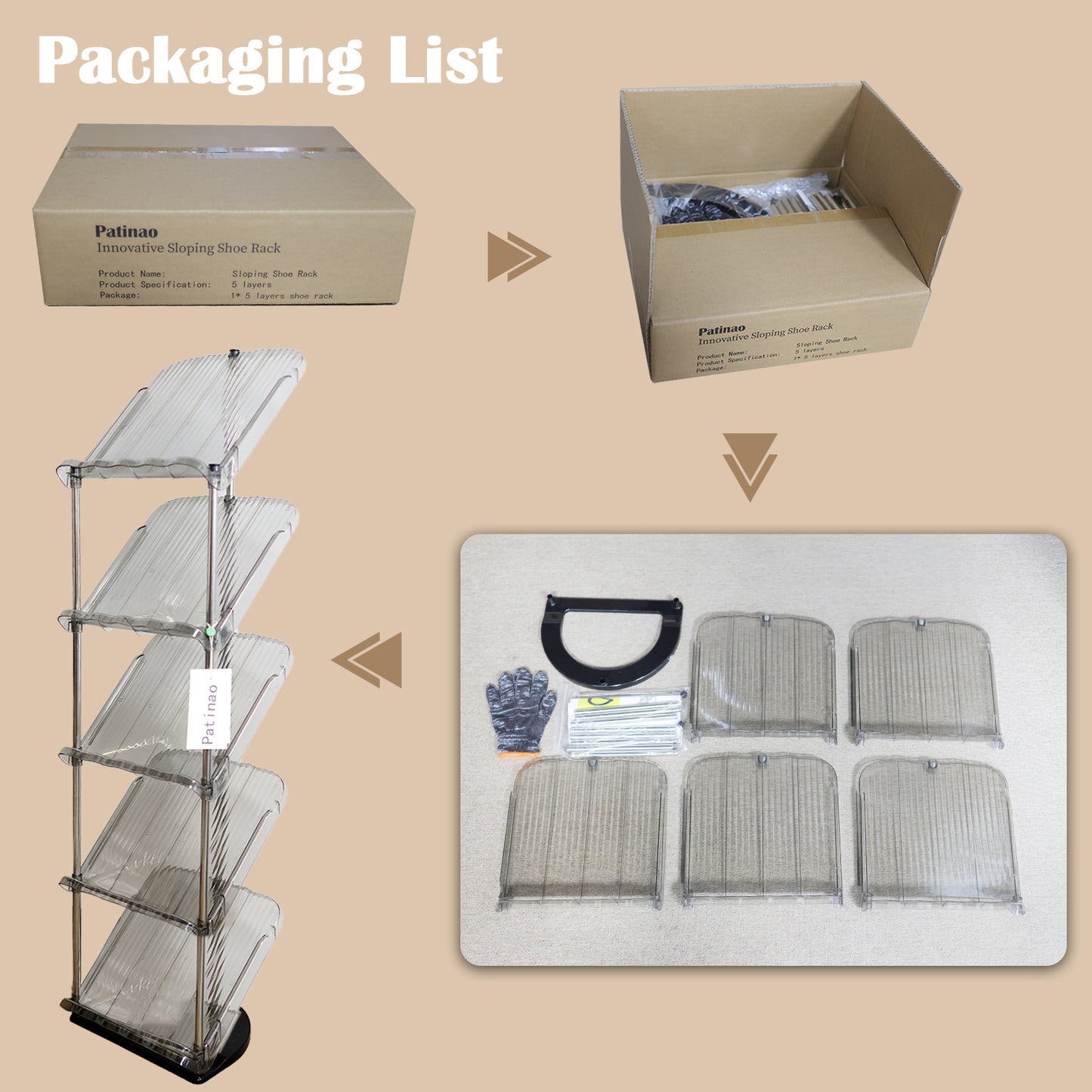 Sloping Narrow Shoe Rack 5 Tiers - Free Standing Vertical Shoes Racks for Small Spaces and Corner, Shoe Storage Organizer for Entryway, Tall Slim Shoe Shelf Cabinet for Shoes and Boots