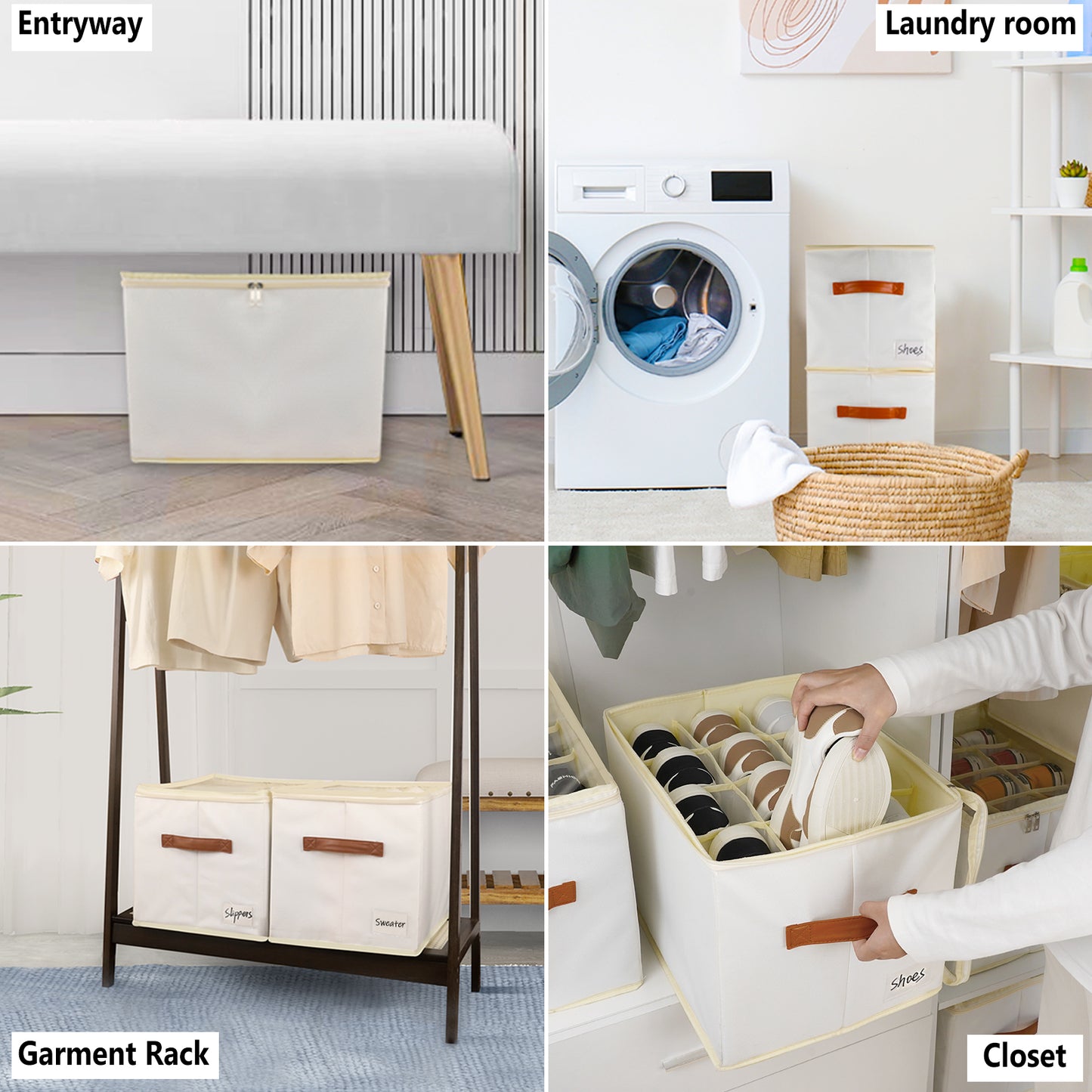 Patinao Shoe Boxes for Storage and Organizer - Space Saver Shoes Containers Bin with Clear Lids Stackable, Can Fit Ottoman, Foldable Shoe Rack Cabinet Cubby for Closet and Wardrobe